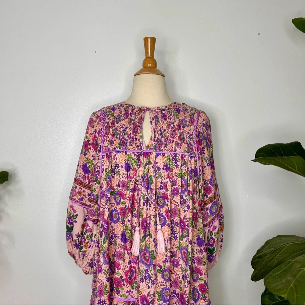 Umgee smocked front tassel tie boho dress - Picture 2 of 6